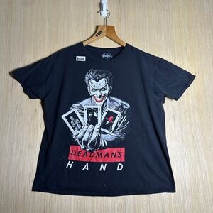The Joker Deadman Hand Shirt Mens Large Black Short Sleeve Graphic Print